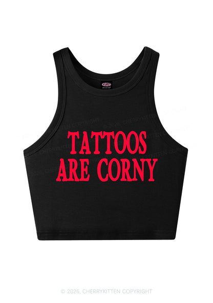 Tattoos Are Corny Y2K Crop Tank Top Cherrykitten