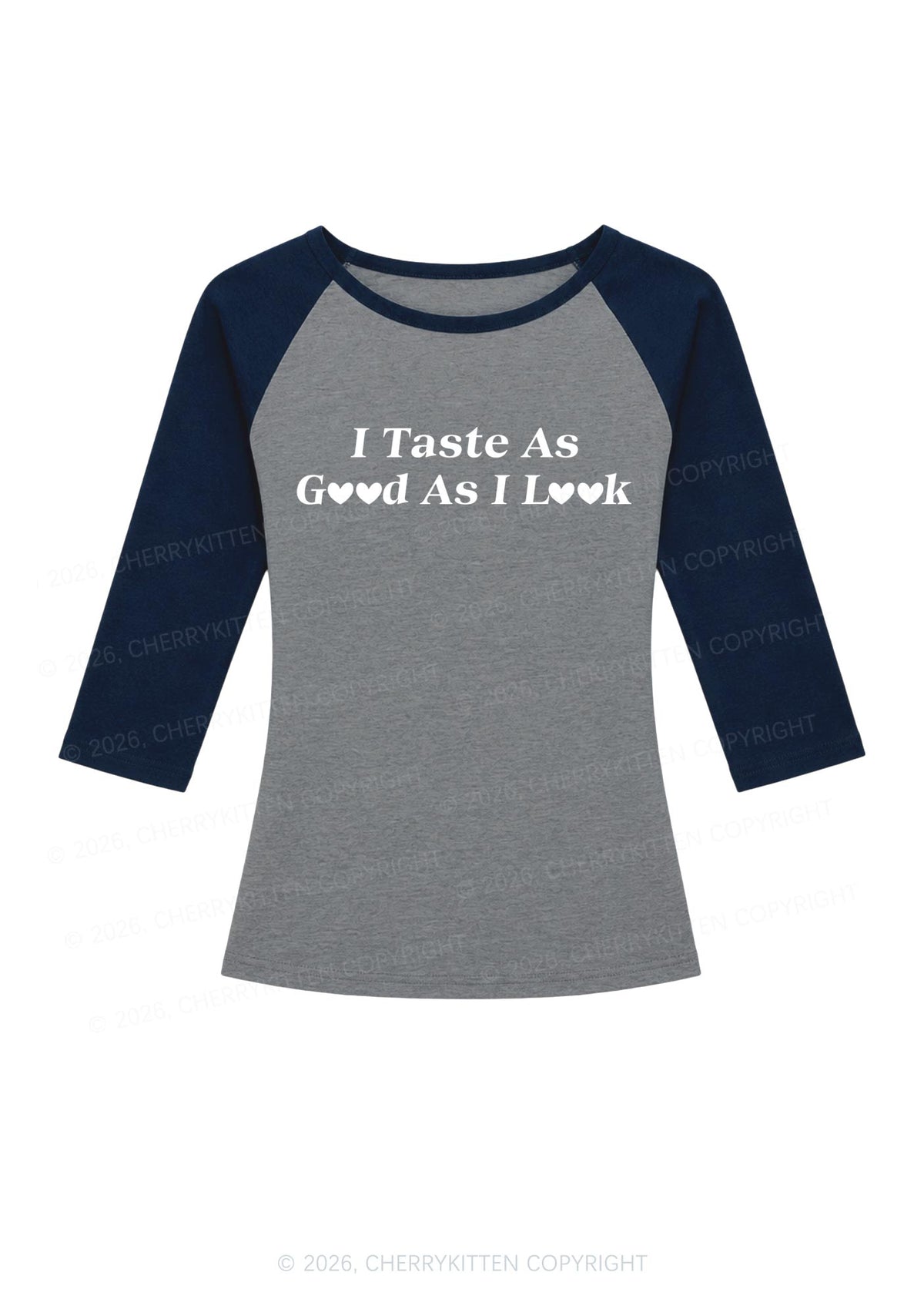 I Taste As Good As I Look Y2K Raglan Sleeve Crop Top Cherrykitten