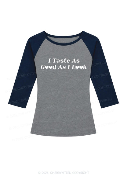 I Taste As Good As I Look Y2K Raglan Sleeve Crop Top Cherrykitten