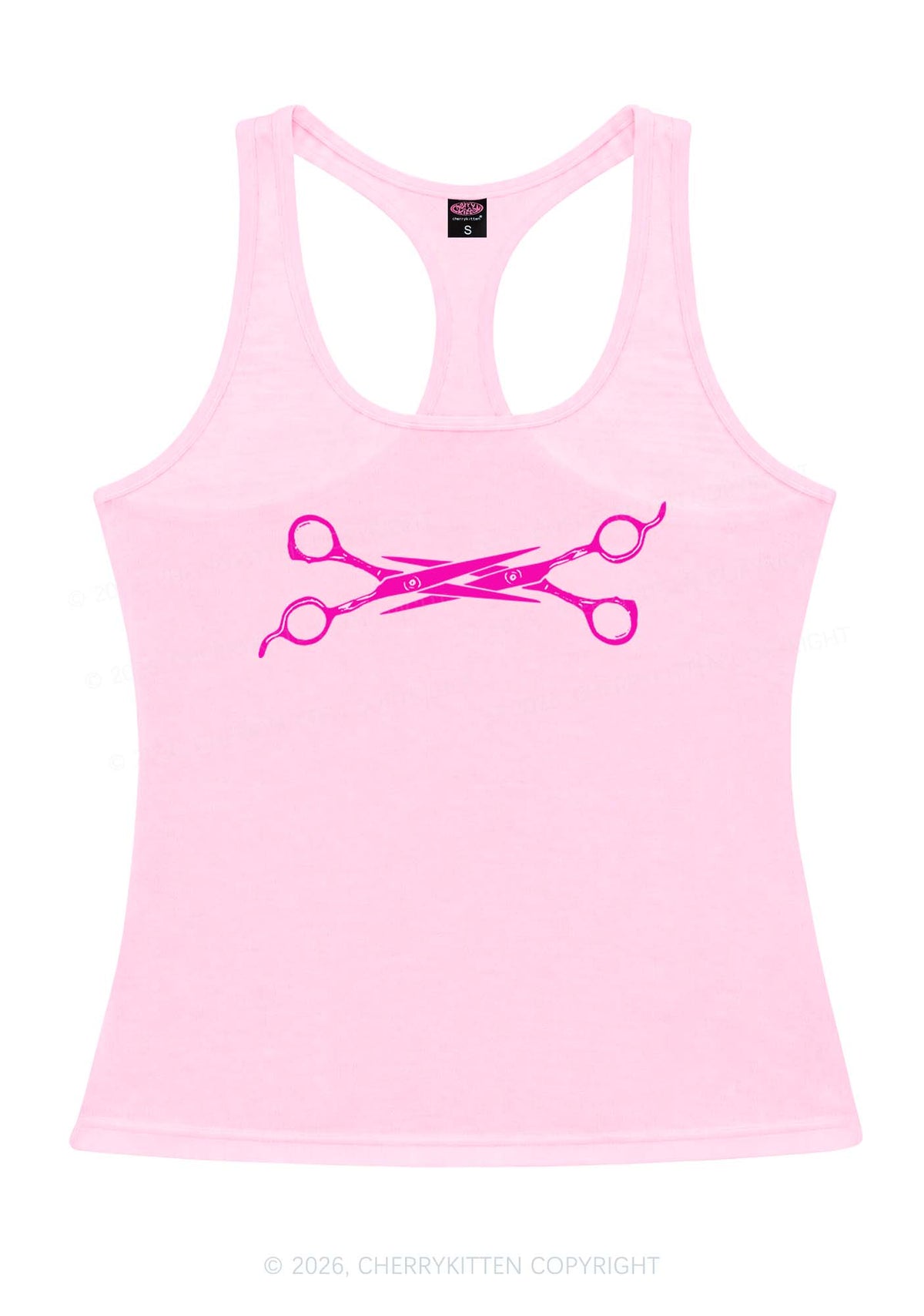 Pink Scissors Pride Y2K Women Racerback Tank Top Cherrykitten