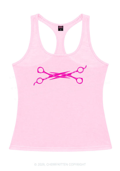 Pink Scissors Pride Y2K Women Racerback Tank Top Cherrykitten