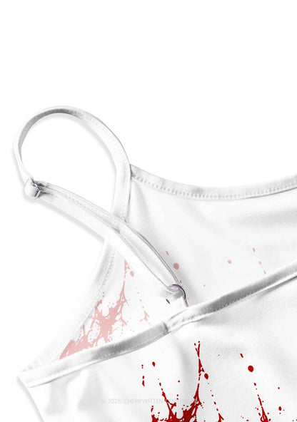 Halloween Blood Drip Face Y2K Print Slip Dress Cherrykitten