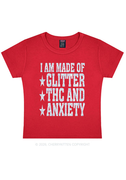 Made Of Glitter Thc Anxiety Y2K Baby Tee Cherrykitten