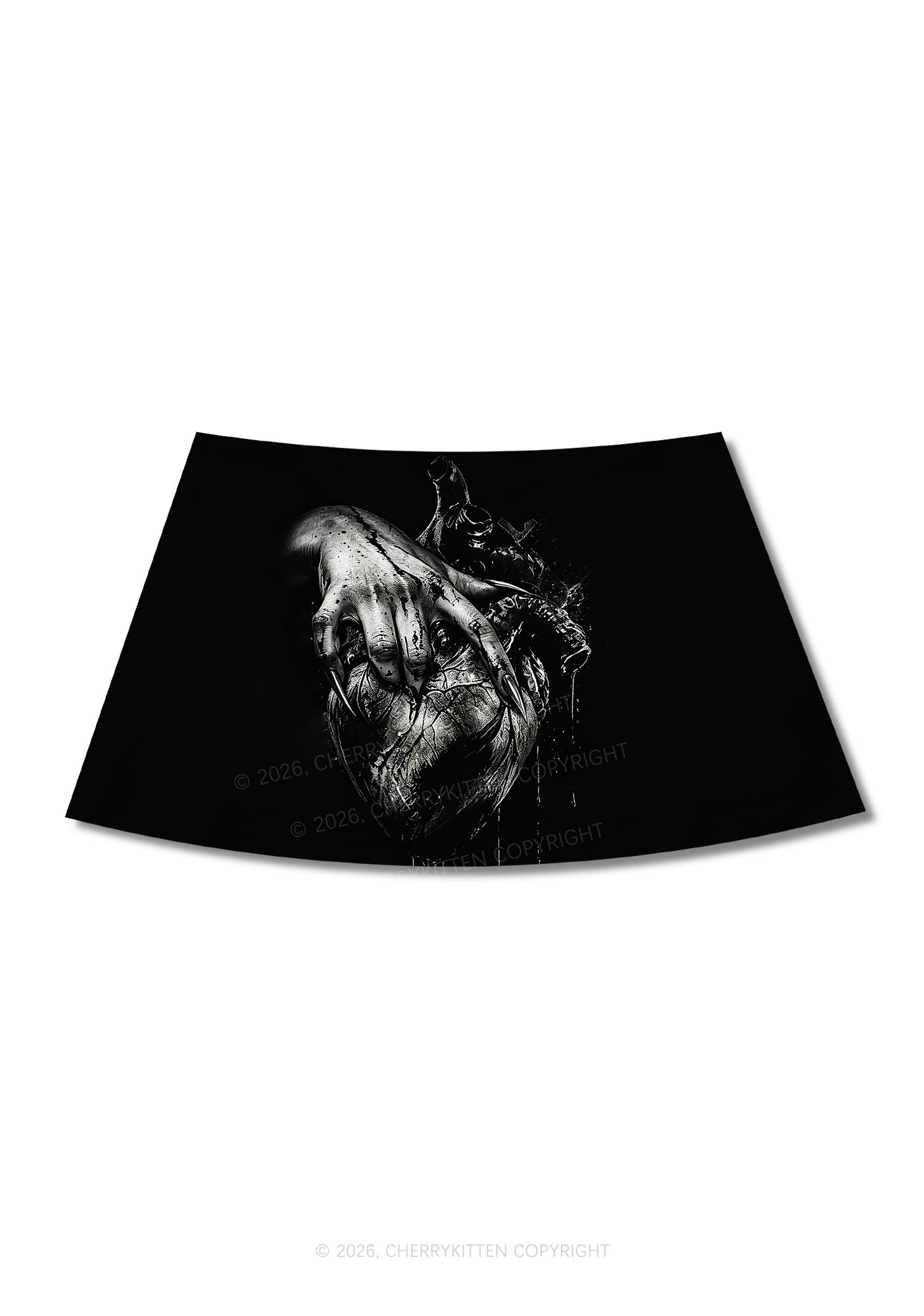Halloween Monster Hand Bleeding Heart Y2K Print Mini Skirt Cherrykitten
