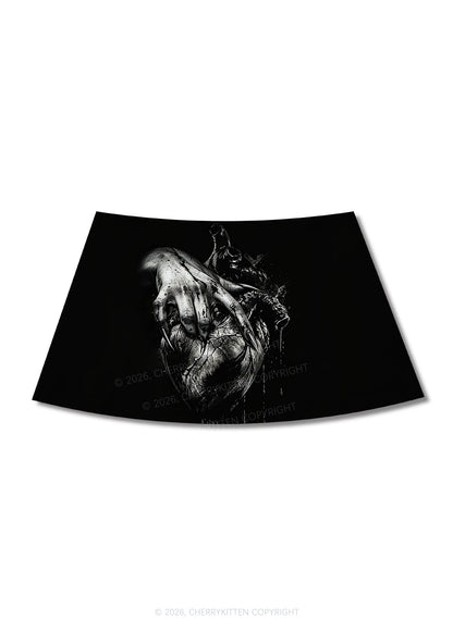 Halloween Monster Hand Bleeding Heart Y2K Print Mini Skirt Cherrykitten