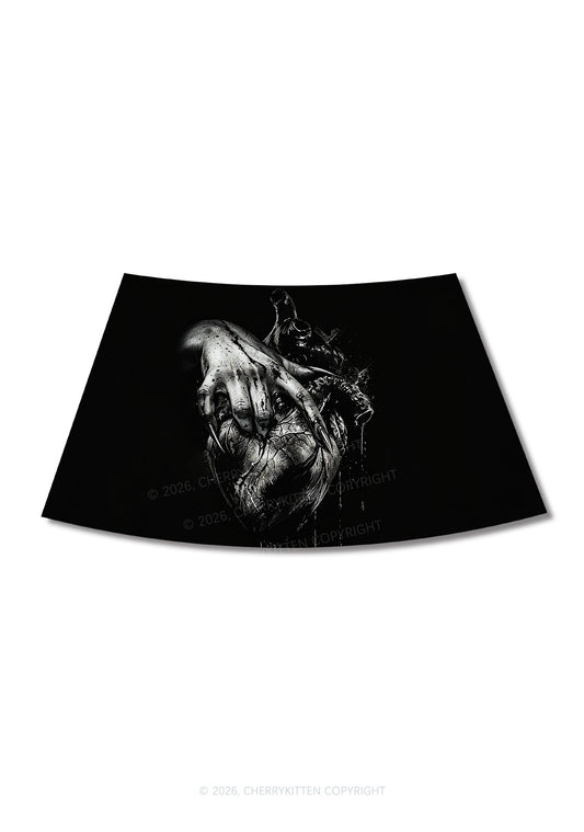 Halloween Monster Hand Bleeding Heart Y2K Print Mini Skirt Cherrykitten