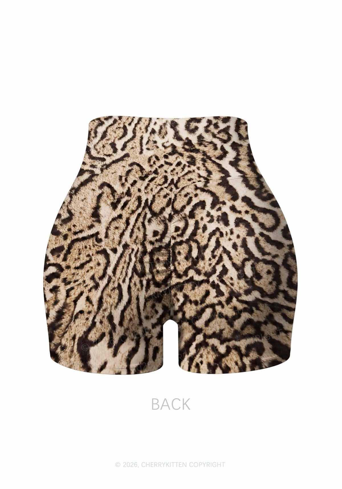 Brown Black Leopard Y2K Print Gym Shorts Cherrykitten