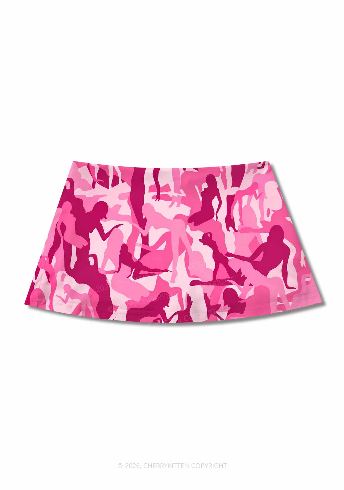Pink Camo Women Figure Y2K Print Mini Skirt Cherrykitten