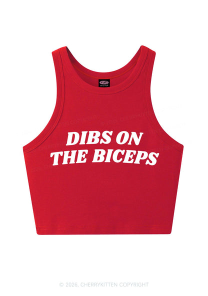 Dibs On The Biceps Y2K Crop Tank Top Cherrykitten