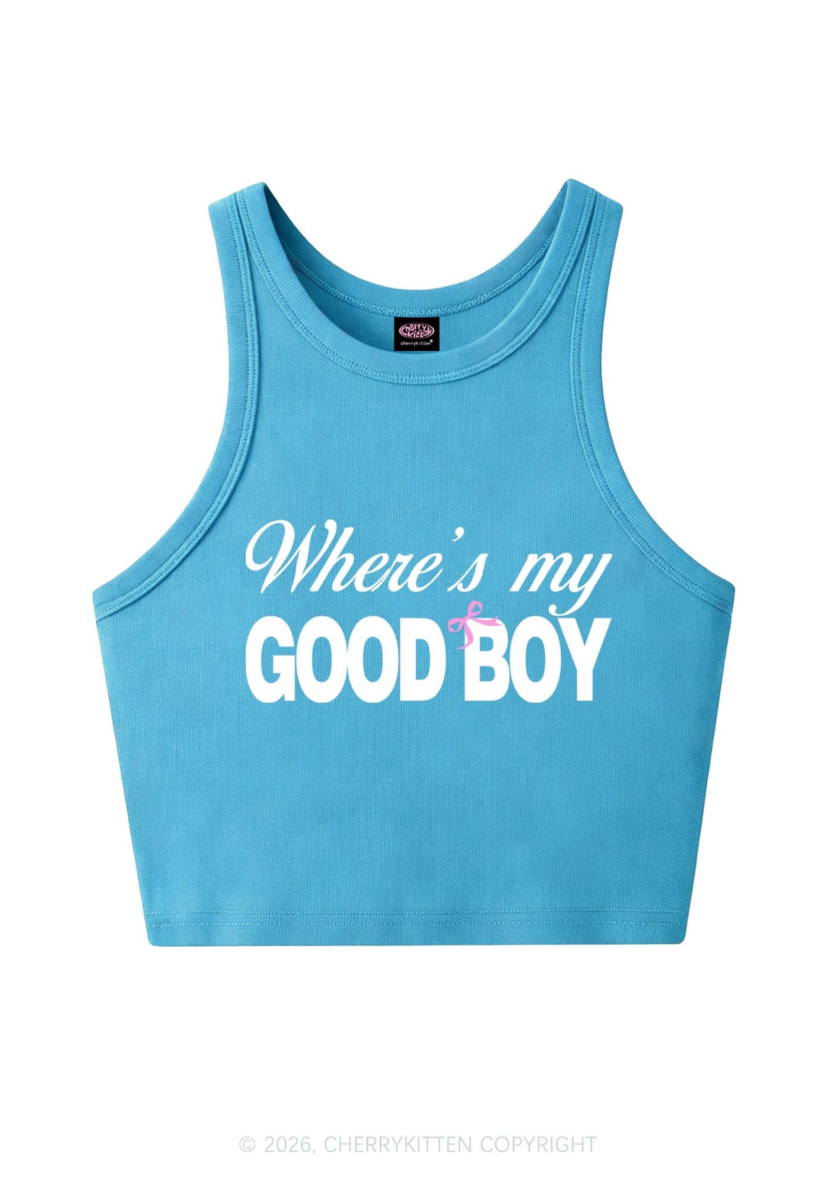 Wheres My Good Boy Y2K Crop Tank Top Cherrykitten