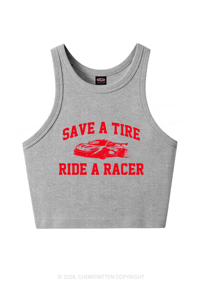 Save A Tire Ride A Racer Y2K Crop Tank Top Cherrykitten