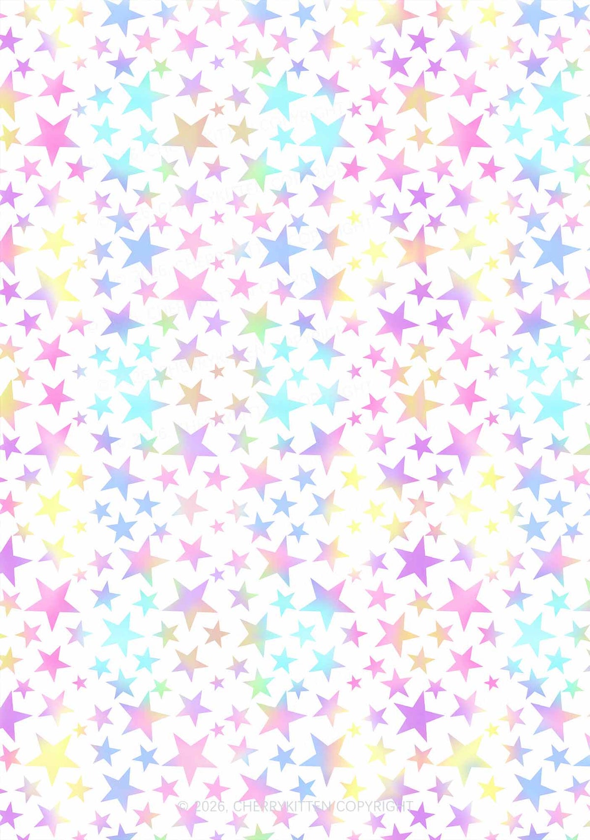 Rainbow Star On White Y2K Print Long Sleeve Pajama Set Cherrykitten