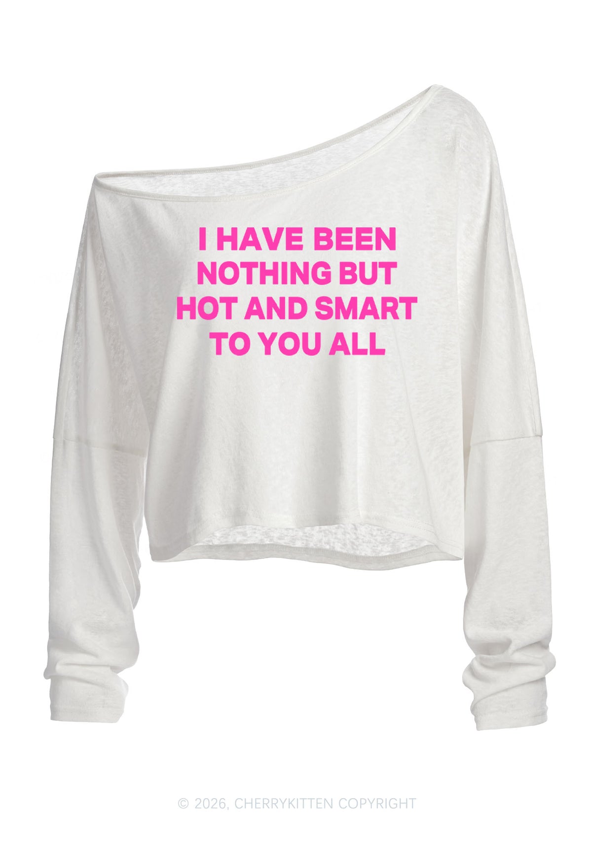 I Have Been Hot And Smart Y2K Off Shoulder Long Sleeve Crop Top Cherrykitten