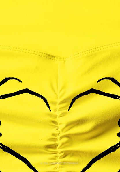 Skull Spider Y2K Print Gym Shorts Cherrykitten