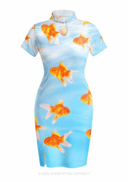 Goldfish Y2K Cheongsam Mini Dress Cherrykitten