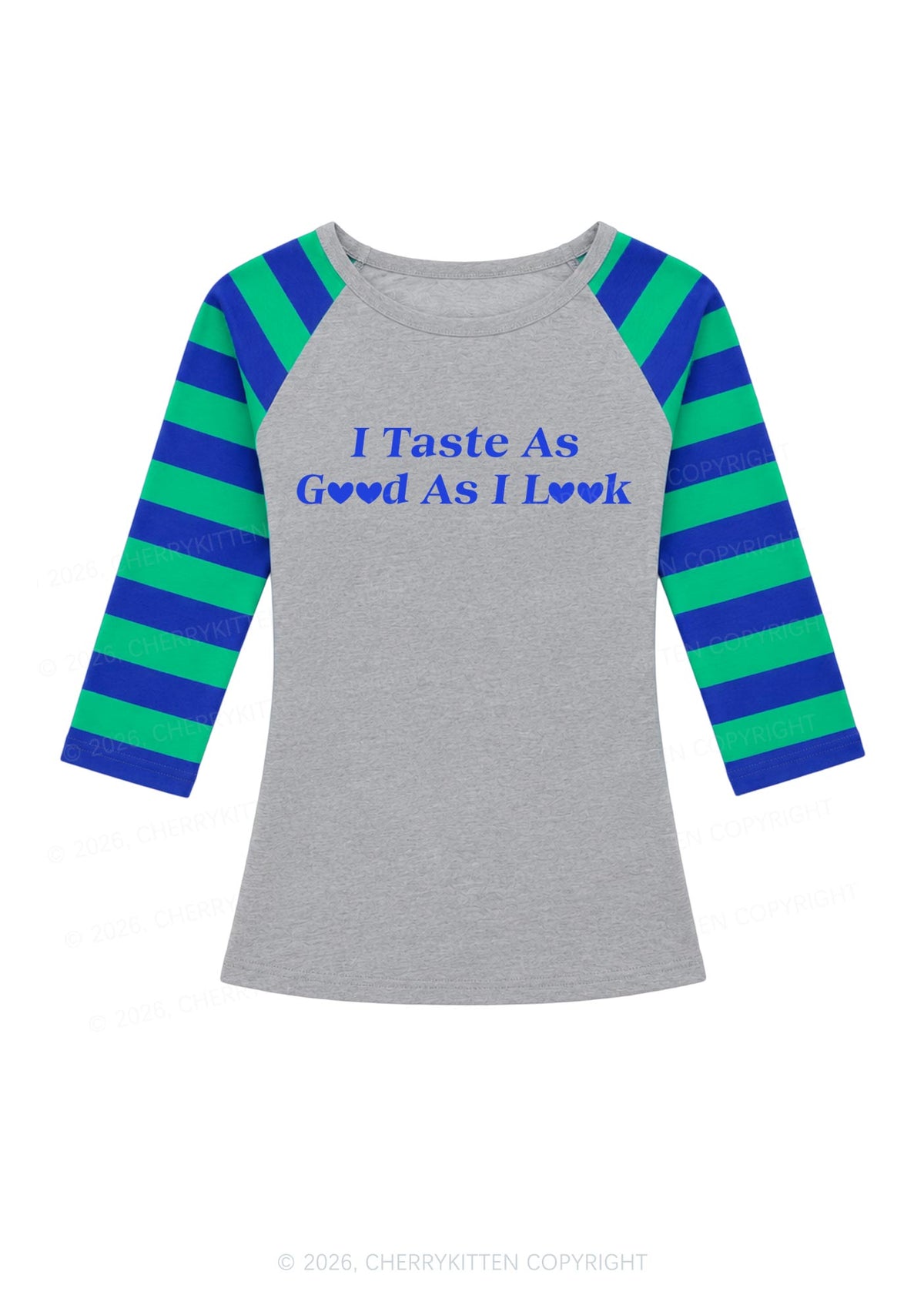 I Taste As Good As I Look Y2K Raglan Sleeve Crop Top Cherrykitten