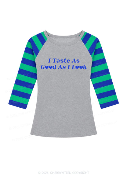 I Taste As Good As I Look Y2K Raglan Sleeve Crop Top Cherrykitten
