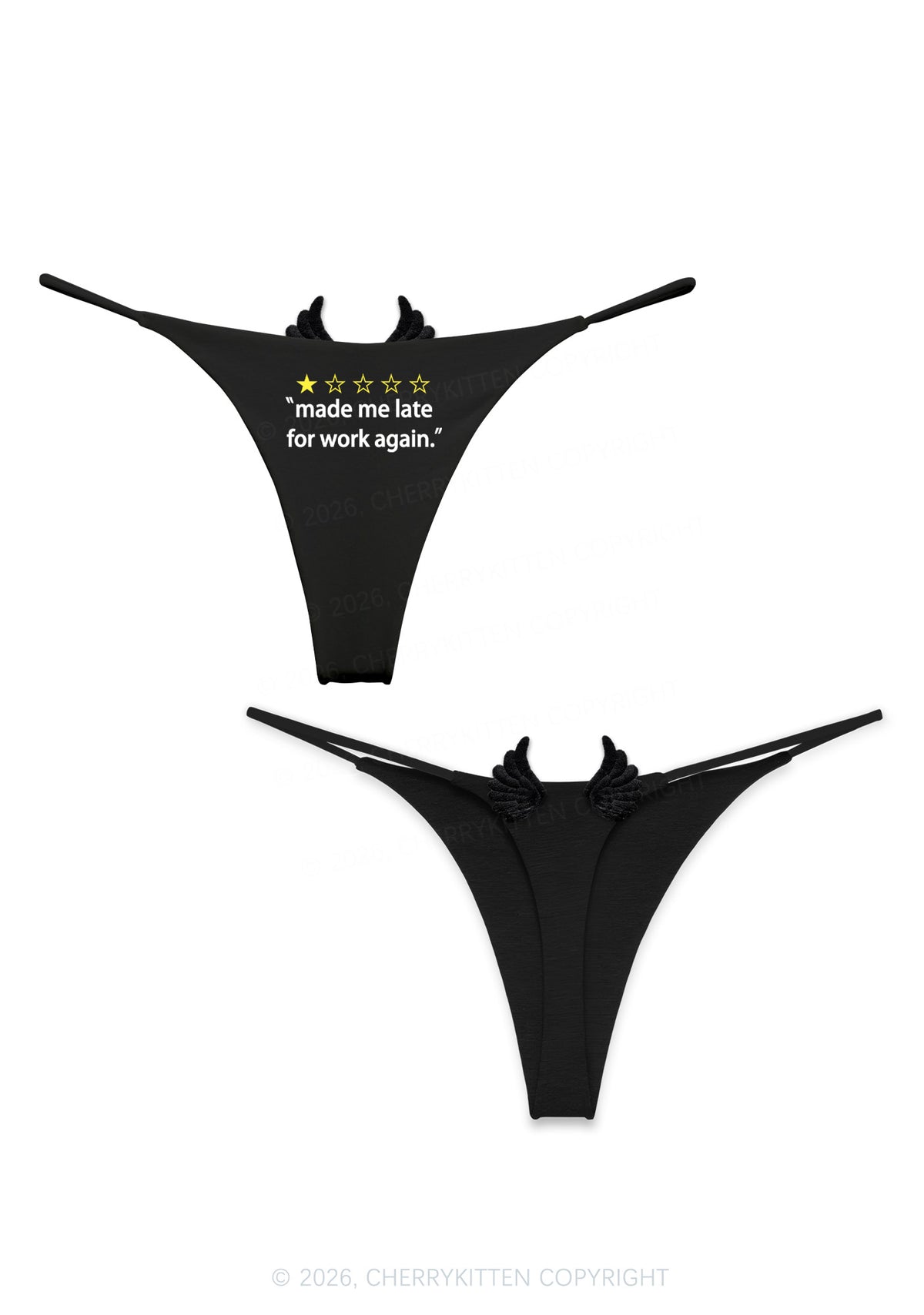 Made Me Late For Work Again Y2K Goth Angel Wings Bikini String Thong Cherrykitten