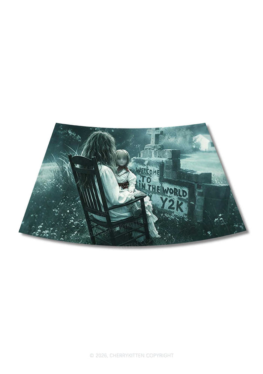 Halloween Graveyard Doll Y2K Print Mini Skirt Cherrykitten