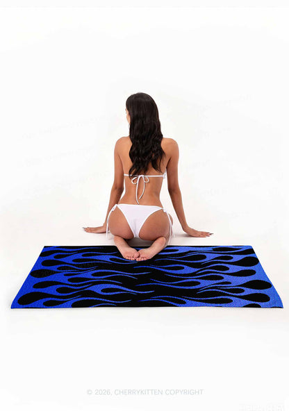 Royal Blue Flame Y2K Beach Towel Cherrykitten