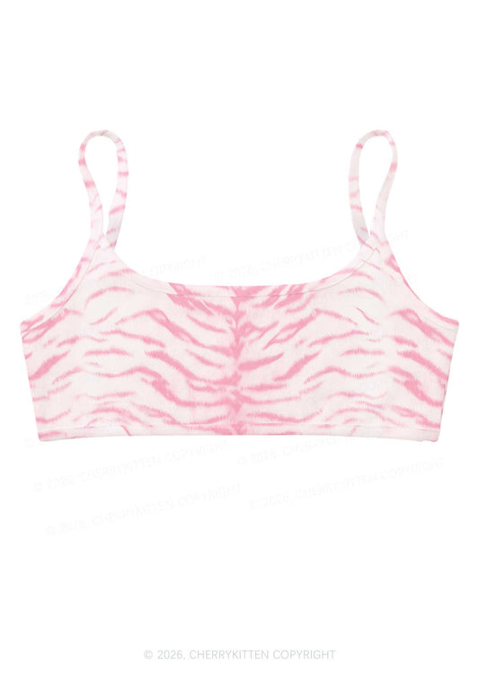 Pink Tiger Stripe Y2K Print Super Crop Cami Cherrykitten