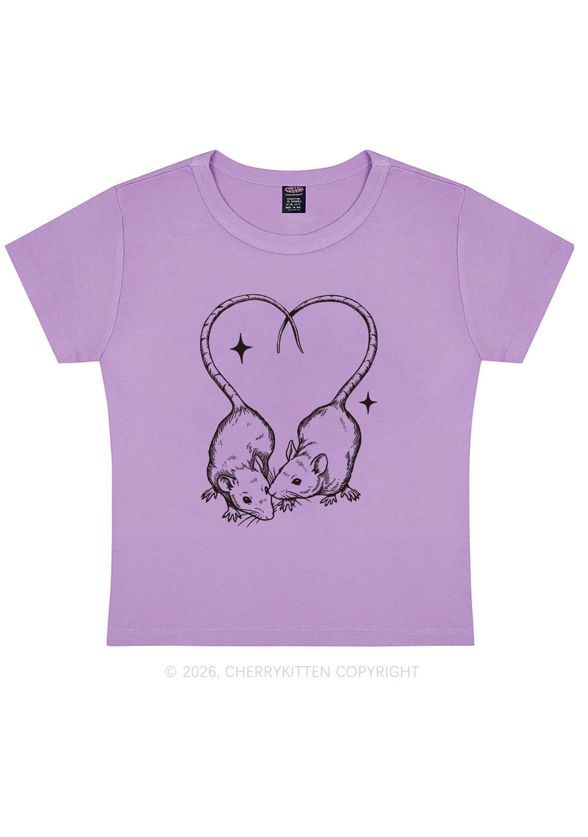 Two Rats Heart Tail Y2K Baby Tee Cherrykitten