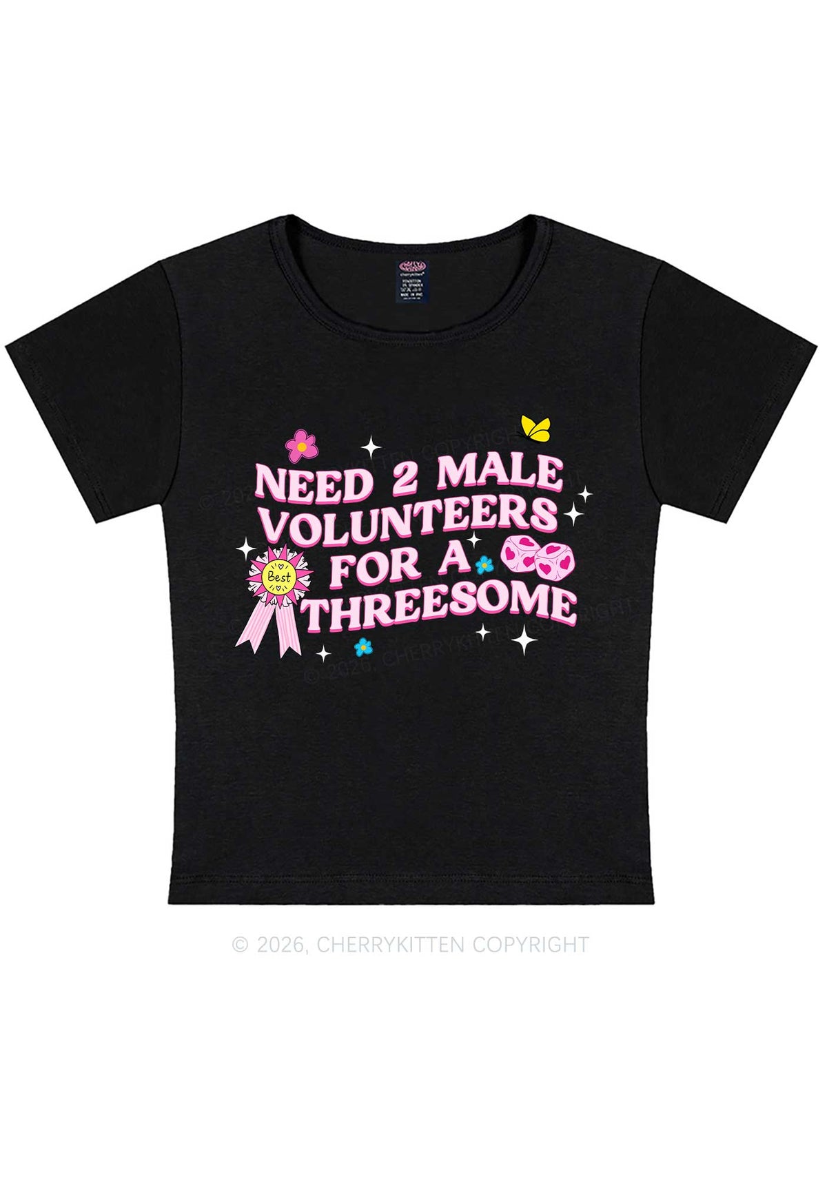 Two Male Volunteers For Threesome Y2K Baby Tee Cherrykitten