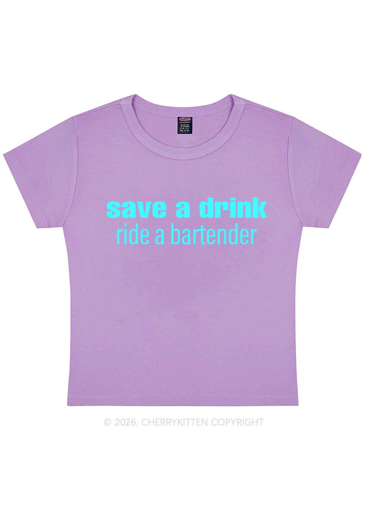 Save A Drink Ride A Bartender Y2K Baby Tee Cherrykitten