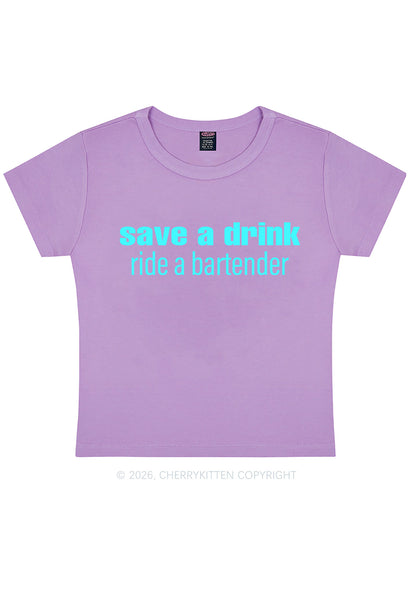 Save A Drink Ride A Bartender Y2K Baby Tee Cherrykitten