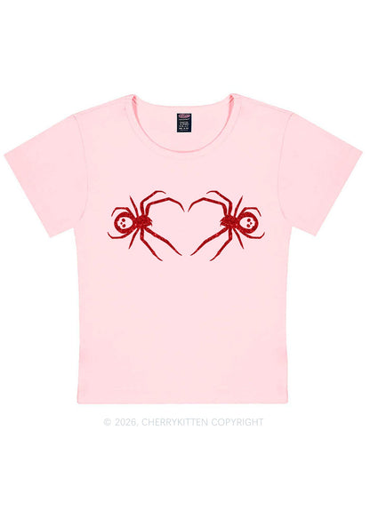 Glitter Skull Spider Y2K Baby Tee Cherrykitten