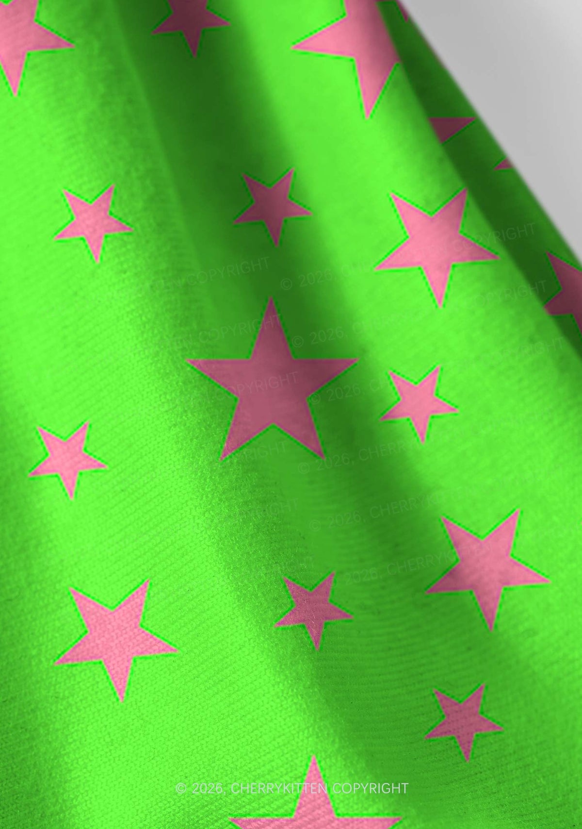Pink Star On Green Y2K Print Headband Cherrykitten