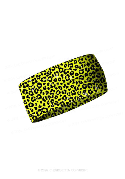 Lime Yellow Leopard Y2K Print Headband Cherrykitten