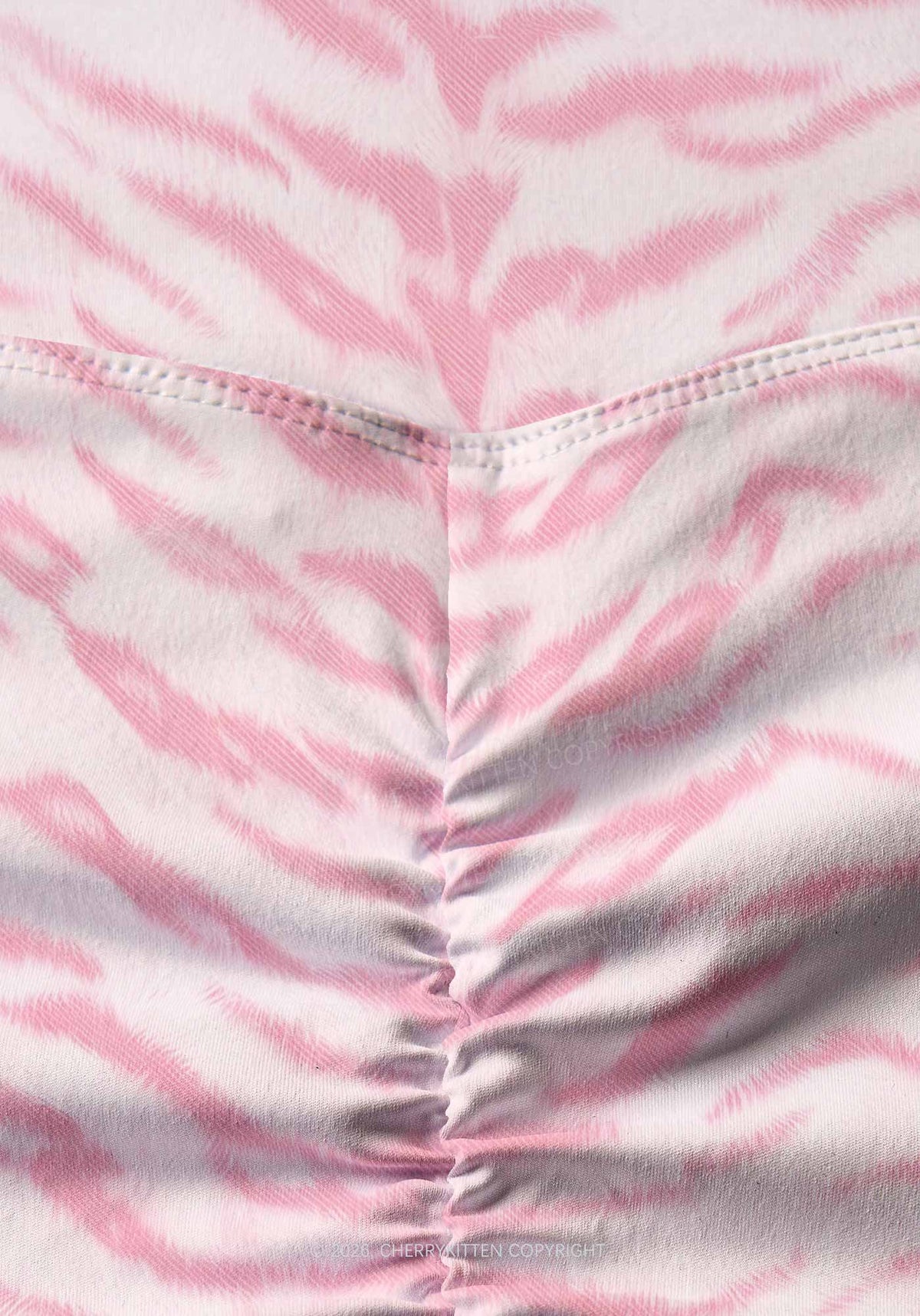 Pink Tiger Stripe Y2K Print Gym Shorts Cherrykitten