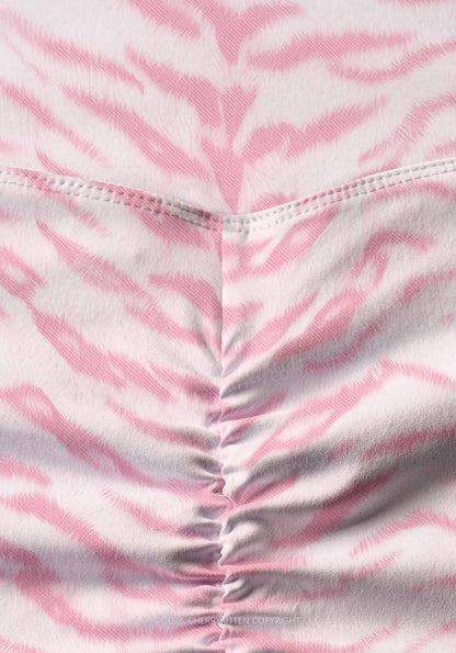 Pink Tiger Stripe Y2K Print Gym Shorts Cherrykitten