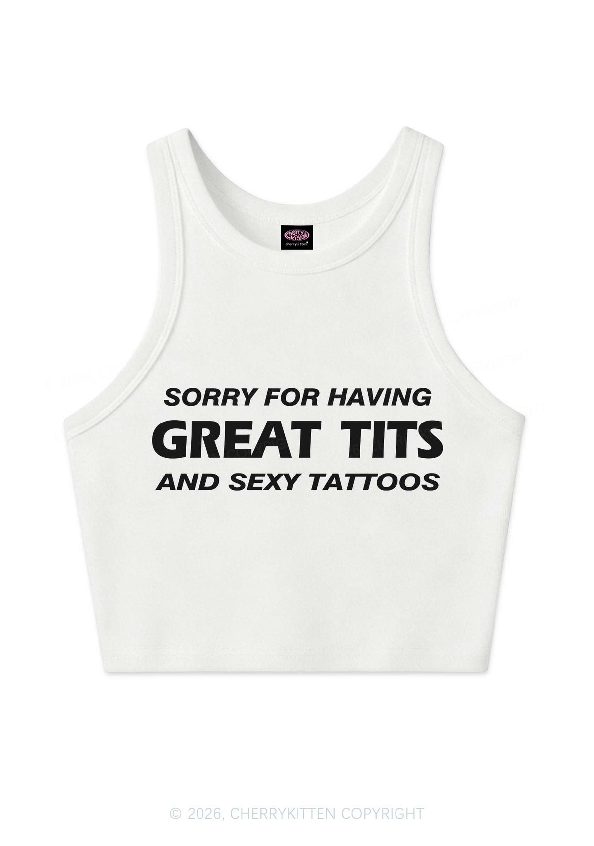 Sorry For Great Txts And Sexy Tattoos Y2K Crop Tank Top Cherrykitten