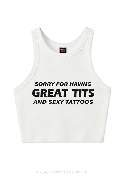 Sorry For Great Txts And Sexy Tattoos Y2K Crop Tank Top Cherrykitten