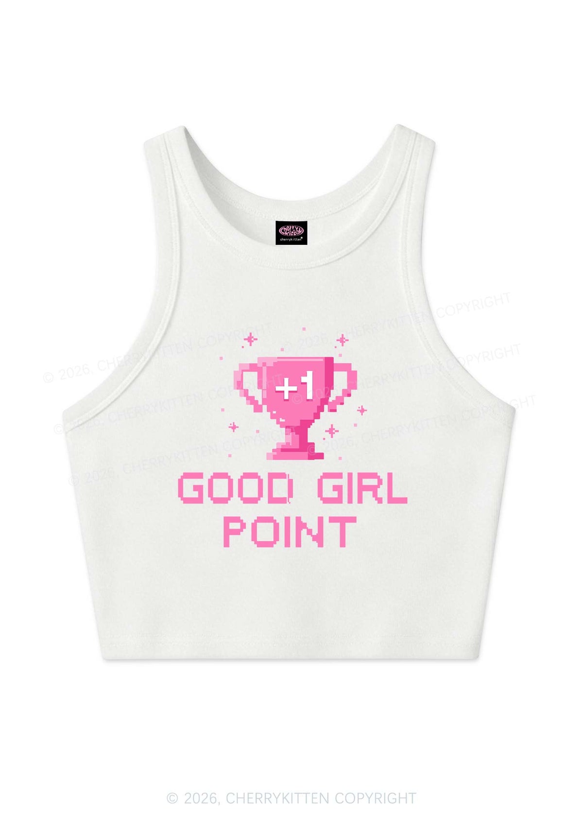 Good Girl Point Y2K Crop Tank Top Cherrykitten