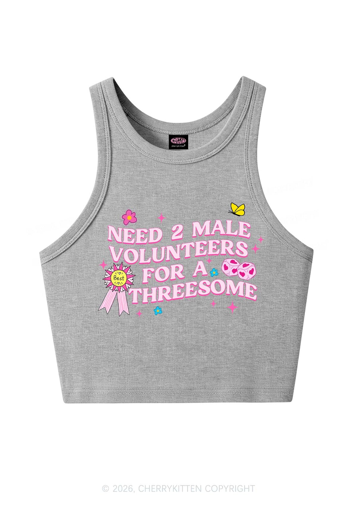 Two Male Volunteers For Threesome Y2K Crop Tank Top Cherrykitten