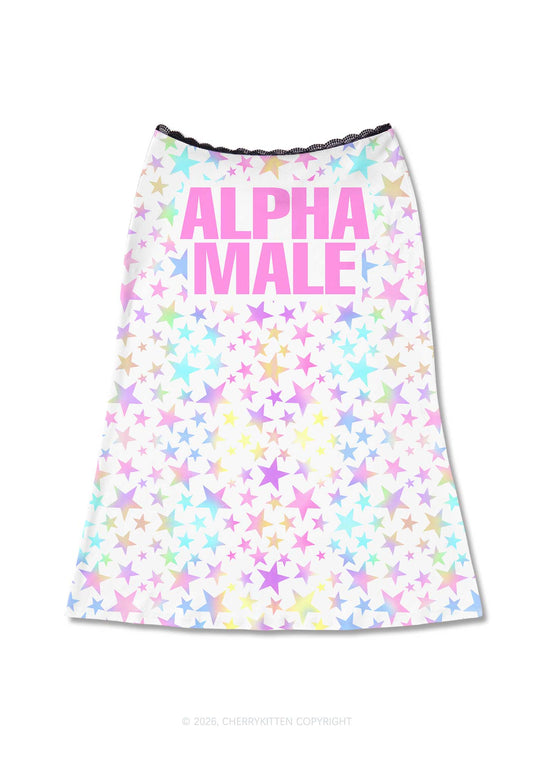 Pastel Star Alpha Male Y2K Print Midi Skirt Cherrykitten