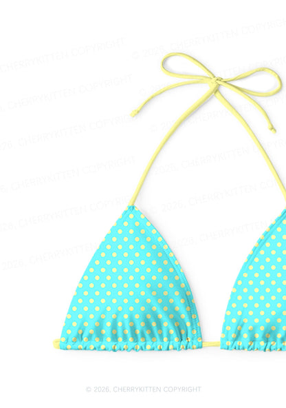 Yellow Dots On Green Y2K Print Bikini Set Cherrykitten