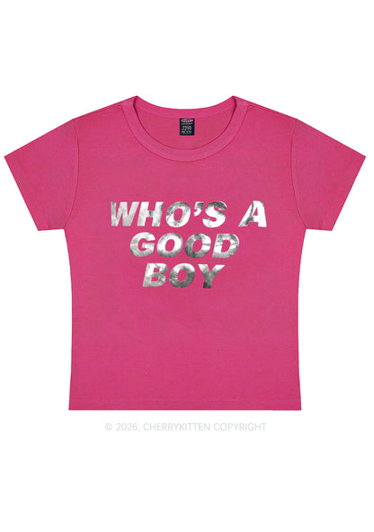 Whos A Good Boy Silver Foil Printed Y2K Baby Tee Cherrykitten