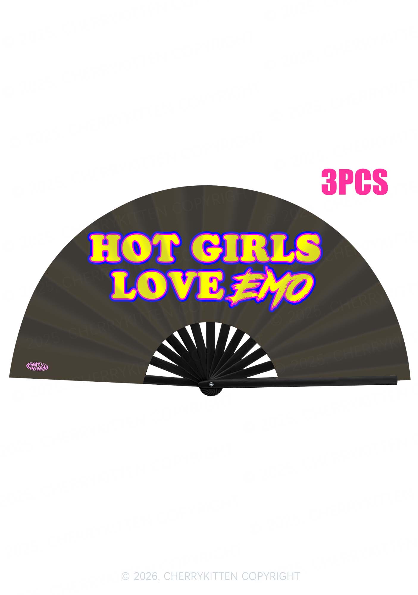 Hot Girls Love Emo Y2K Rave Hand Fan Cherrykitten