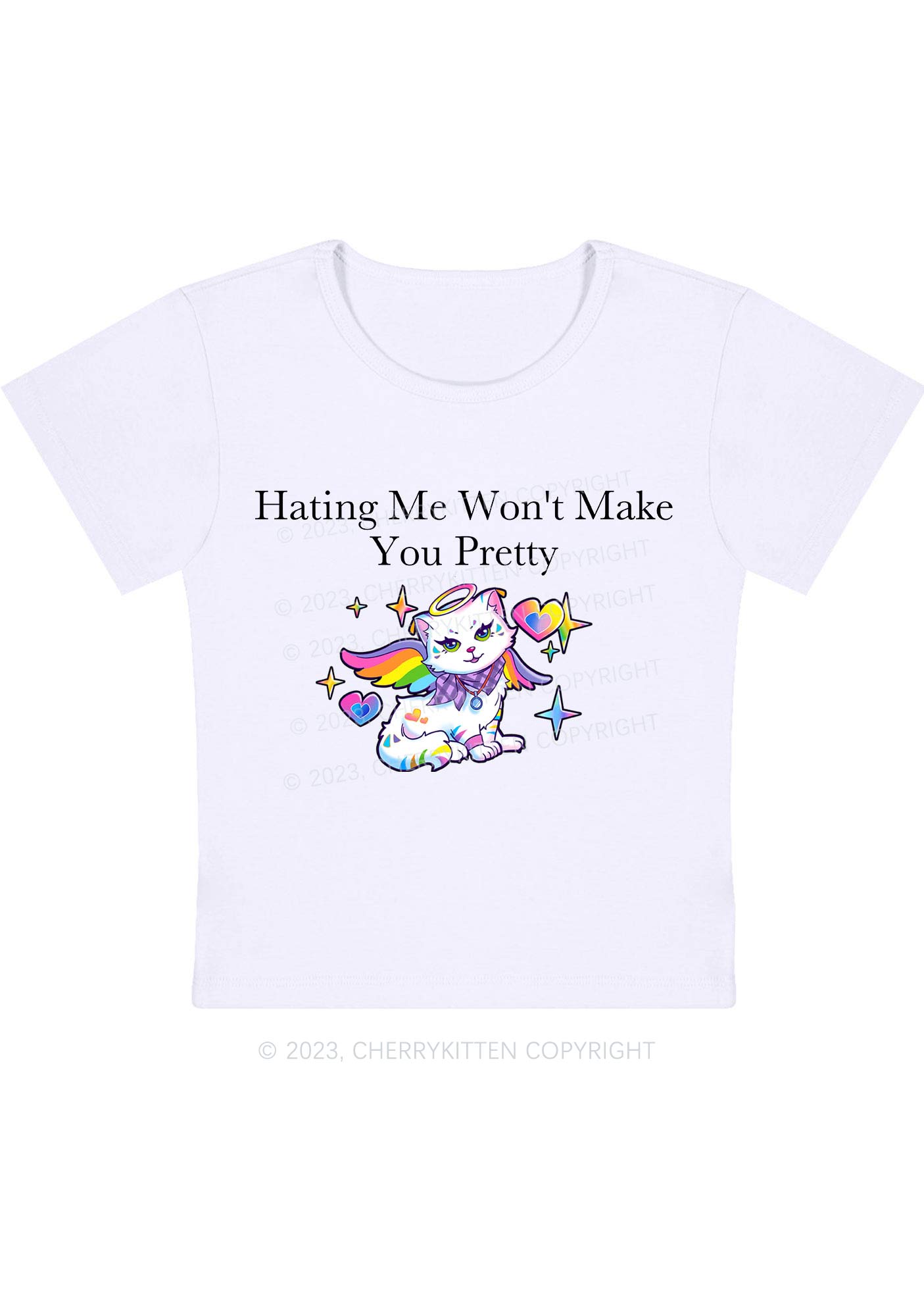 Hating Me Won't Make You Pretty Y2K Baby Tee Cherrykitten