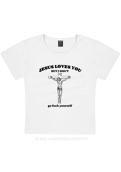 Jesus Loves You Y2K Baby Tee Cherrykitten