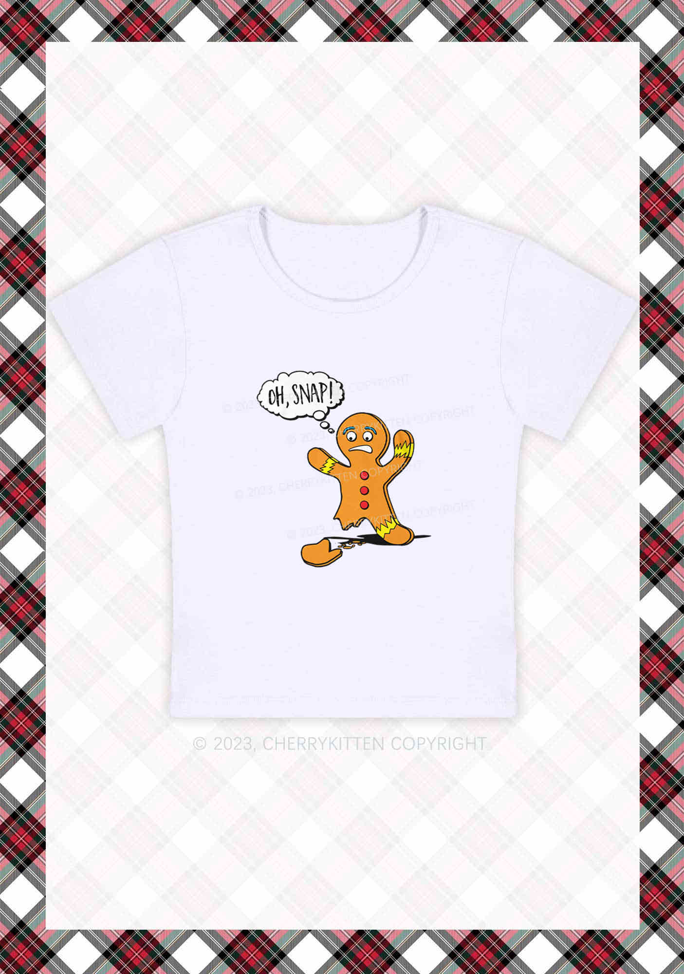 Oh Snap Gingerbread Man Christmas Y2K Baby Tee Cherrykitten