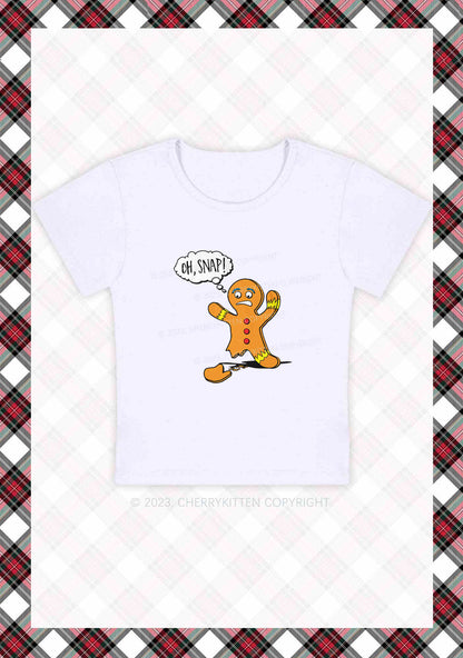 Oh Snap Gingerbread Man Christmas Y2K Baby Tee Cherrykitten