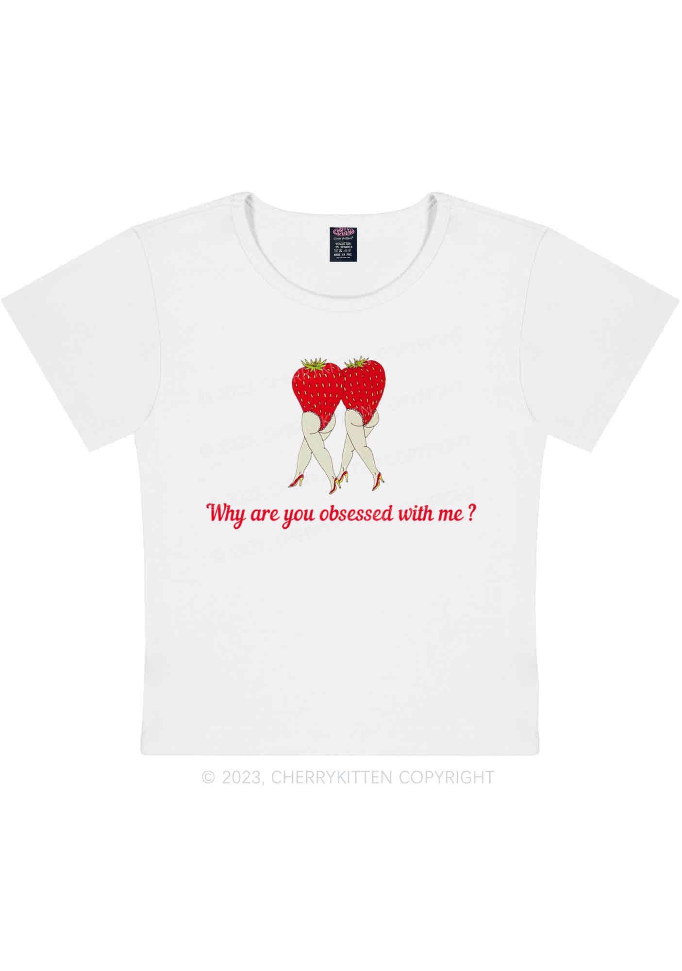 Curvy Why Are You Obsessed With Strawberries Baby Tee Cherrykitten