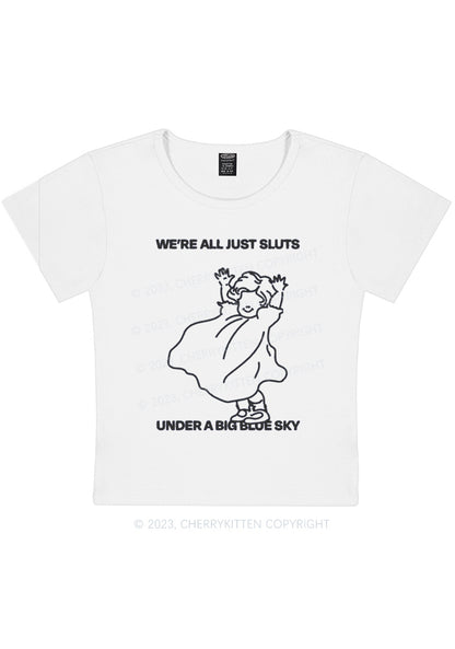 Curvy We're All Just Slxts Y2K Baby Tee Cherrykitten