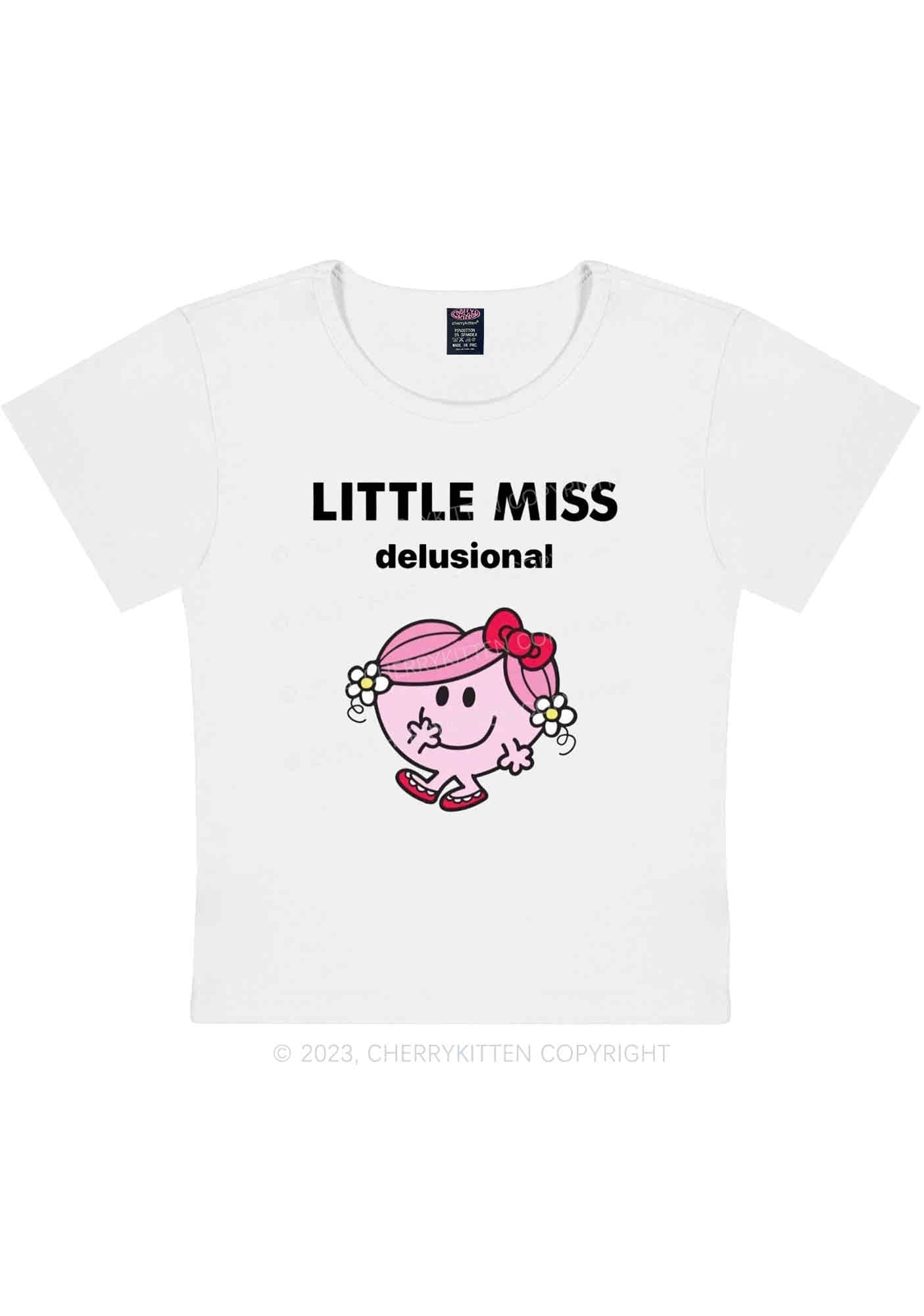 Little Miss Delusional Y2K Baby Tee Cherrykitten