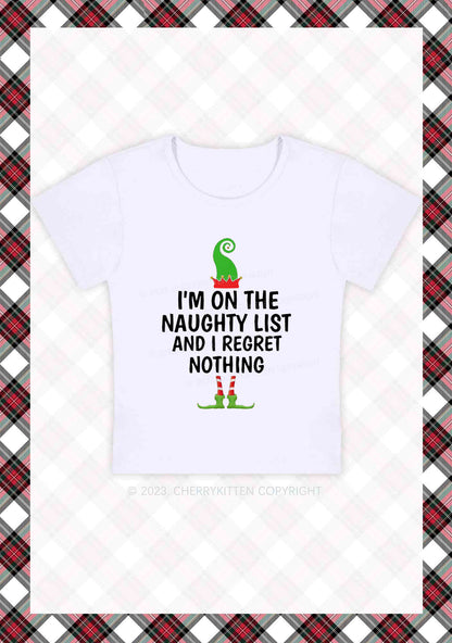 I'm On The Naughty List Christmas Y2K Baby Tee Cherrykitten